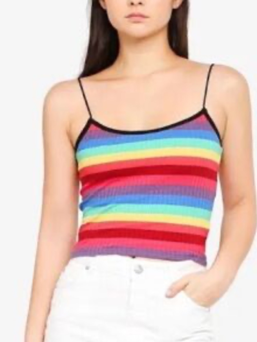 Topshop Rainbow Stripe Camisole Top RED MULTI, Size 8 US (fits like 6-8) - Picture 2 of 12